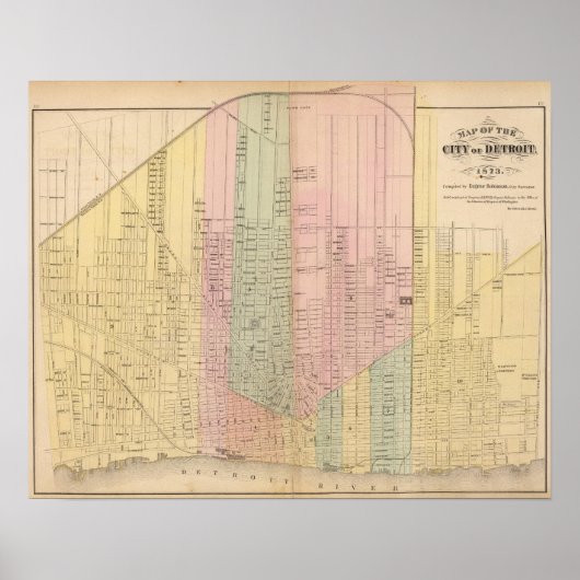 Karte der Stadt Detroit Poster (Vorne)