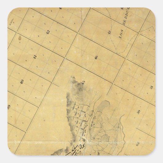 Karte der Stadt Los Angeles Quadratischer Aufkleber (Vorderseite)