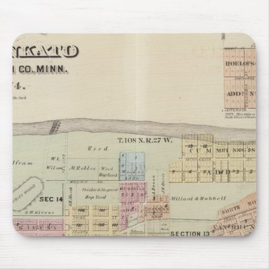 Karte der Stadt Mankato, Minnesota Mousepad (Vorne)