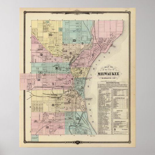 Karte der Stadt Milwaukee, Milwaukee Co Poster (Vorne)
