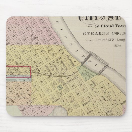 Karte der Stadt St. Cloud, Minnesota Mousepad (Vorne)