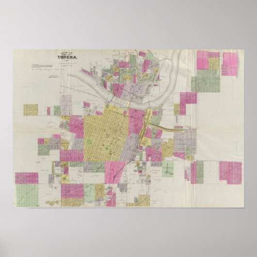 Karte der Stadt Topeka Poster (Vorne)