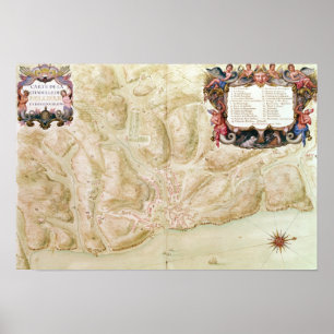 Karte der Stadt und der Zitadelle von Bellisle Poster