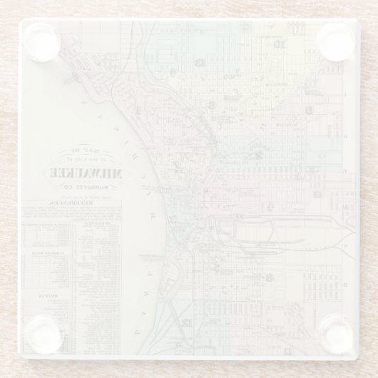 Karte der Stadt von Milwaukee, Milwaukee Co Glasuntersetzer (Rückseite)