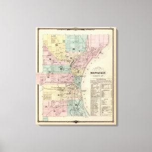 Karte der Stadt von Milwaukee, Milwaukee Co Leinwanddruck