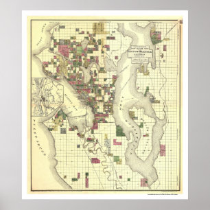 Karte der Stadt von Seattle 1890 Poster