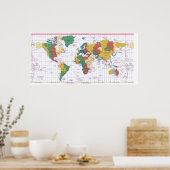 Karte der Standardzeitzonen der Welt Poster (Küche)