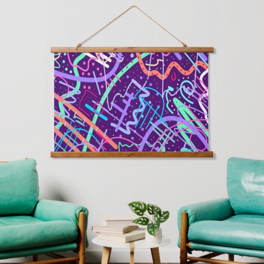 Karte der Sterne Wandteppich Mit Holzrahmen (Wohnzimmer)