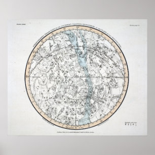 Karte der südliche Hemisphäre-Platte XXVIII Poster