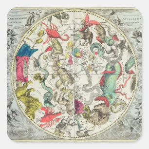 Karte der südlichen Hemisphäre Quadratischer Aufkleber