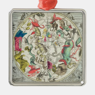 Karte der südlichen Hemisphäre Silbernes Ornament