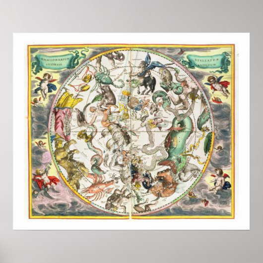 Karte der südlichen Hemisphäre, von "The Celestia" Poster (Vorne)