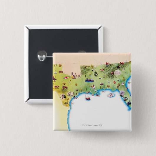 Karte der südlichen USA mit Button (Vorne & Hinten)