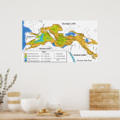 Karte der tektonischen Teller des Mittelmeers und  Poster (Küche)