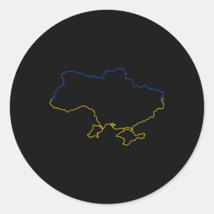 Karte der Ukraine mit blauen und gelben Farben Ukr Runder Aufkleber