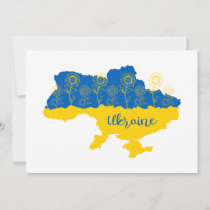 Karte der Ukraine mit Sonnenblume und ukrainischer