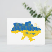 Karte der Ukraine mit Sonnenblumen und ukrainische (Stehend Vorderseite)