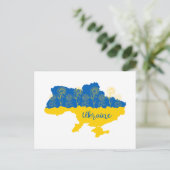 Karte der Ukraine mit Sonnenblumen und ukrainische (Stehend Vorderseite)