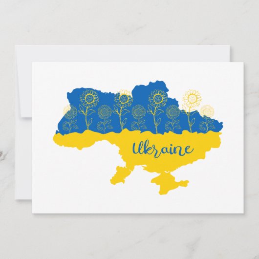 Karte der Ukraine mit Sonnenblumen und ukrainische (Vorderseite)
