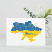 Karte der Ukraine mit Sonnenblumen und ukrainische (Stehend Vorderseite)