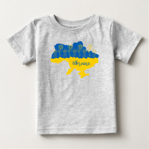 Karte der Ukraine mit Sonnenblumen und ukrainische Baby T-shirt