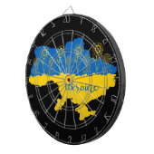 Karte der Ukraine mit Sonnenblumen und ukrainische Dartscheibe (Vorderseite rechts)