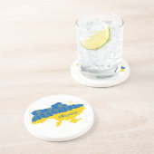 Karte der Ukraine mit Sonnenblumen und ukrainische Getränkeuntersetzer (Seite)