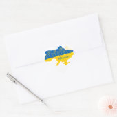 Karte der Ukraine mit Sonnenblumen und ukrainische Herz-Aufkleber (Umschlag)