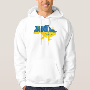 Karte der Ukraine mit Sonnenblumen und ukrainische Hoodie