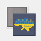 Karte der Ukraine mit Sonnenblumen und ukrainische Magnet (Vorderseite/Rückseite)