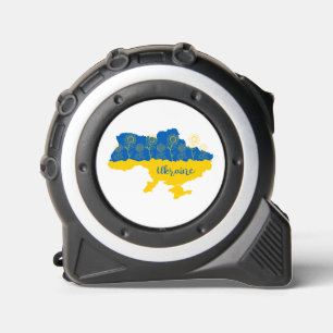 Karte der Ukraine mit Sonnenblumen und ukrainische Maßband