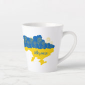 Karte der Ukraine mit Sonnenblumen und ukrainische Milchtasse (Rechts)