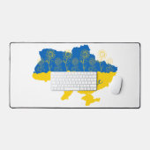 Karte der Ukraine mit Sonnenblumen und ukrainische Schreibtischunterlage (Tastatur & Maus)