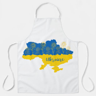 Karte der Ukraine mit Sonnenblumen und ukrainische Schürze