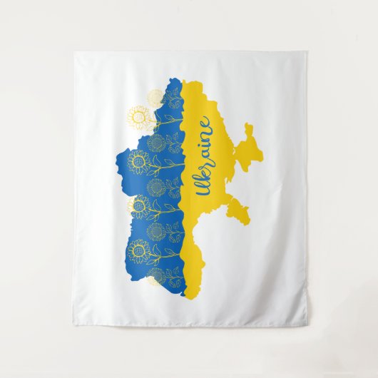 Karte der Ukraine mit Sonnenblumen und ukrainische Wandteppich (Vorderseite)