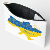 Karte der Ukraine mit Sonnenblumen und ukrainische Zubehörtasche (Offen)
