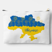 Karte der Ukraine mit Sonnenblumen und ukrainische Zubehörtasche (Rückseite)