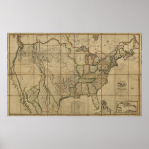 Karte der USA (1818) Poster