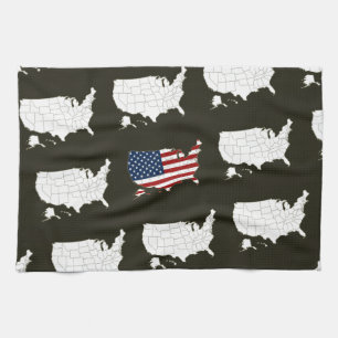 Karte der USA mit amerikanischer Flagge Geschirrtuch