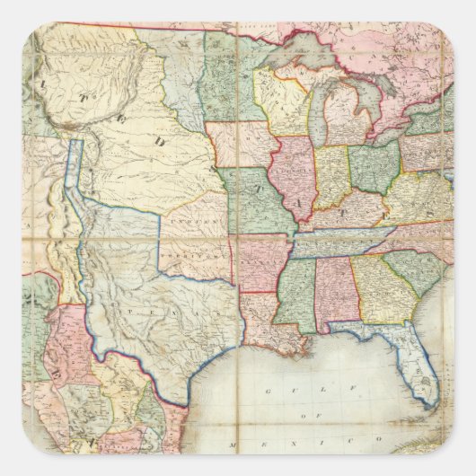 Karte der USA Quadratischer Aufkleber (Vorderseite)