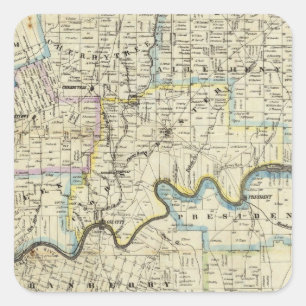 Karte der Venango County Öl-Regionen Quadratischer Aufkleber