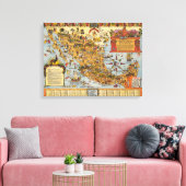 Karte der Vereinigten Mexikanischen Staaten Leinwanddruck (Insitu (Wohnzimmer))