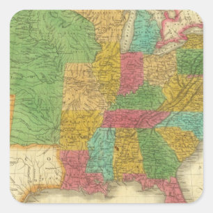 Karte der Vereinigten Staaten Quadratischer Aufkleber