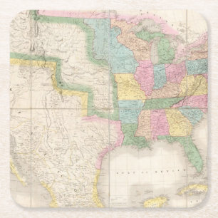 Karte der Vereinigten Staaten von Nordamerika Rechteckiger Pappuntersetzer