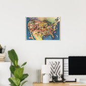 Karte der Vereinten Staaten - Amerikanische Landwi Poster (Heimbüro)