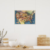 Karte der Vereinten Staaten - Amerikanische Landwi Poster (Küche)