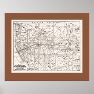 Karte der W. Staaten & Trans Pacific RR, 1867 - Br Poster