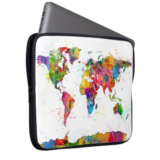 Karte der Wasserfarbe der Weltkarte Laptopschutzhülle (Vorne Rechts)