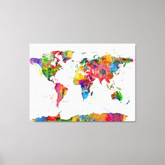Karte der Wasserfarbe der Weltkarte Leinwanddruck (Vorderseite)