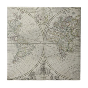 Karte der Welt   1736 Fliese